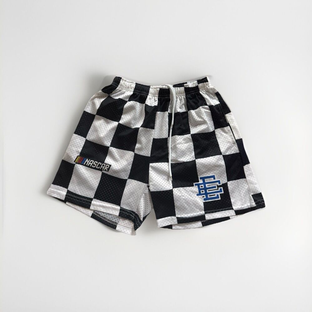 Eric Emanuel NASCAR Checkered Flag Mesh Shorts Black/White Size Youth L